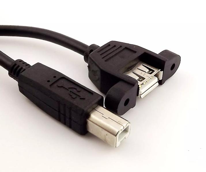 1x USB 2 0 B Male to USB A Female Socket Printer Panel Mount Extension Cable 1FT