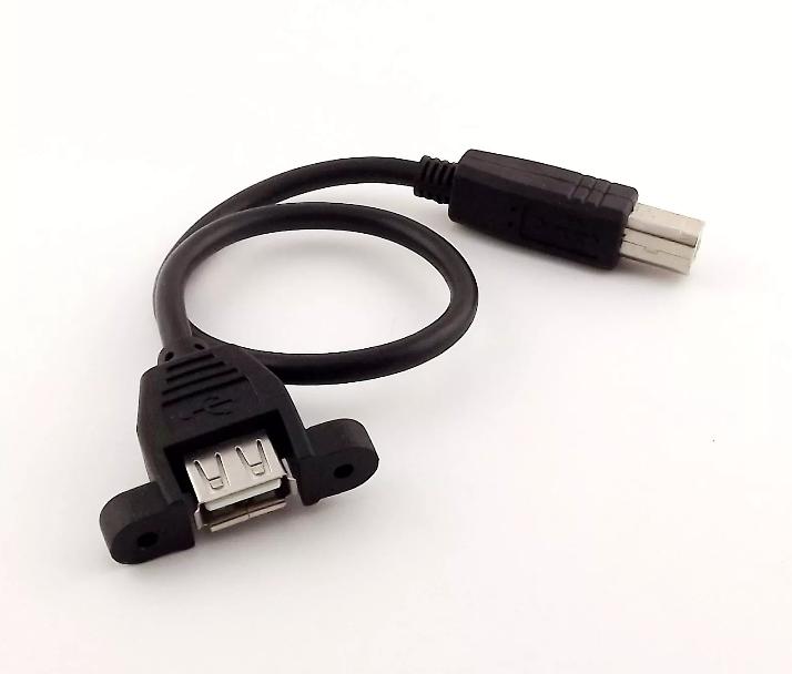 1x USB 2 0 B Male to USB A Female Socket Printer Panel Mount Extension Cable 1FT