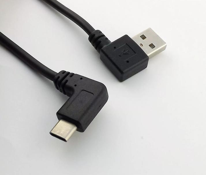 1x USB 2 0 Male Left Angled 90 Degree to USB 3 1 Type C Male Data Charger Cable