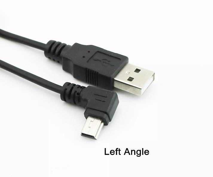 1x USB 2 0 Spiral Coiled Cable A Male to Mini B 5 PIN Male Left Angled 90 Degree