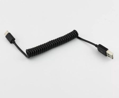 1x USB 3 1 Type C Male to 2 0 A Male Coiled Data Sync Cable Adapter Black 3FT