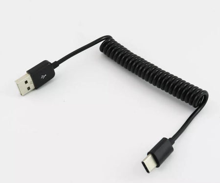 1x USB 3 1 Type C Male to 2 0 A Male Coiled Data Sync Cable Adapter Black 3FT