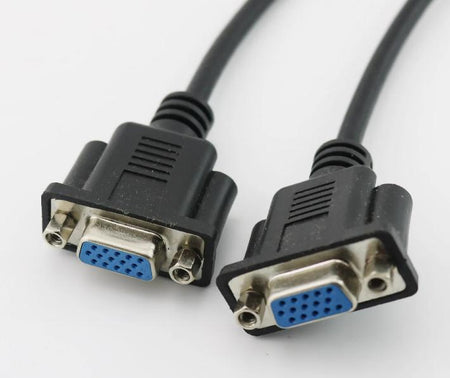 1x VGA 15 Pin Female to Female Plug Computer Monitor Cable Wire Cord 1FT Black