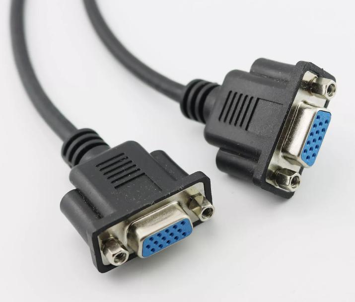 1x VGA 15 Pin Female to Female Plug Computer Monitor Cable Wire Cord 1FT Black