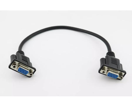 1x VGA 15 Pin Female to Female Plug Computer Monitor Cable Wire Cord 1FT Black