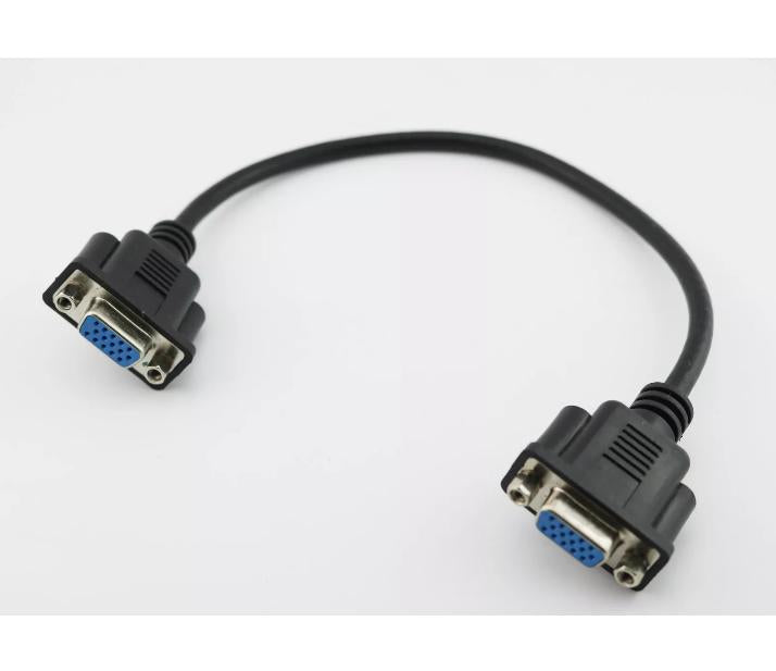1x VGA 15 Pin Female to Female Plug Computer Monitor Cable Wire Cord 1FT Black