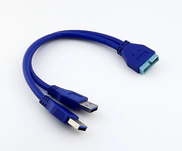 2 Ports USB 3 0 Type A Male to 20 Pin Male Header Motherboard Adapter Cable Cord