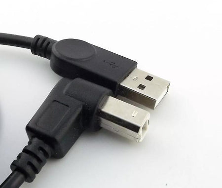 2x USB 2 0 A Male to USB B Male Up Angle Printer Cable Scanner Cord Black 3ft 1m