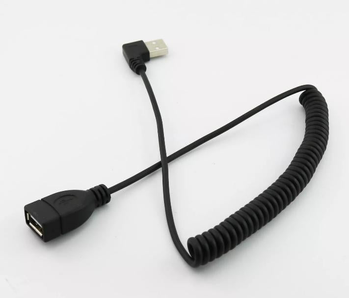 5ft USB 2 0 A Female to Male Left Angled Spiral Coiled Extension Cable Cord 1 5m