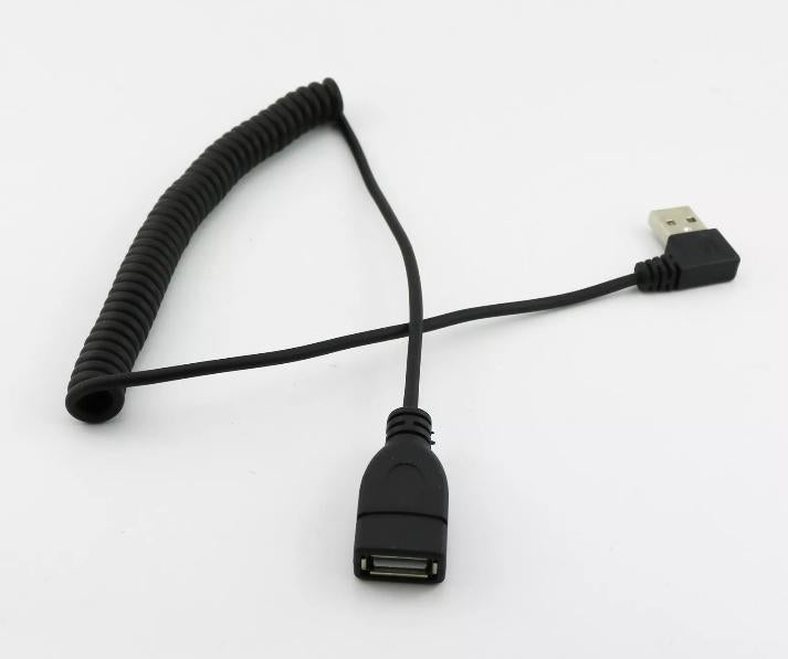 5ft USB 2 0 A Female to Male Left Angled Spiral Coiled Extension Cable Cord 1 5m