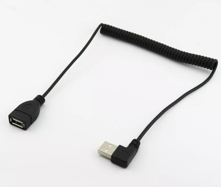 5ft USB 2 0 A Female to Male Left Angled Spiral Coiled Extension Cable Cord 1 5m