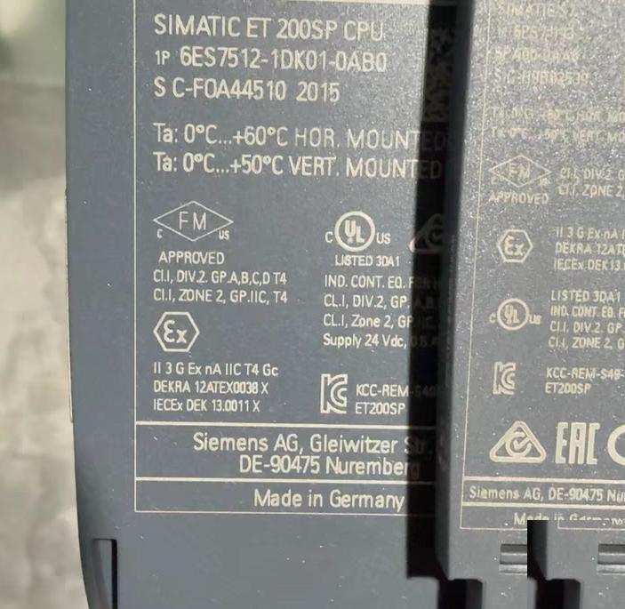 6ES7512-1DK01-0AB0 SIMATIC ET 200SP CPU 24V PLC