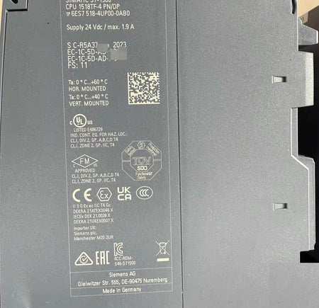 6ES7 518-4UP00-0AB0 S7-1500 CPU 24V 1 9A -25 C 60 C