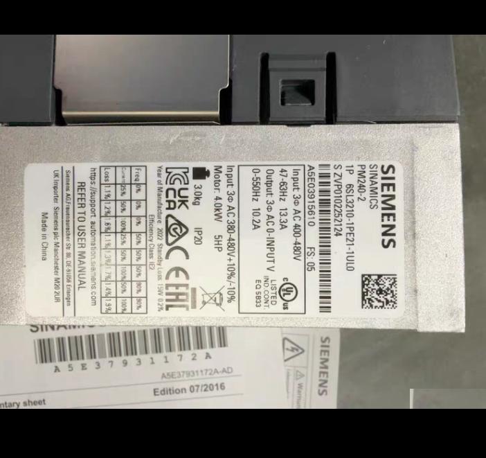 6SL3210-1PE21-1UL0 PM240-2 3 AC 380-480V 3 AC 0-550Hz 4 0kW 5HP IP20 3 3kg FS 05 RS 009