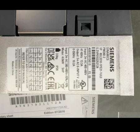 6SL3210-1PE21-1UL0 PM240-2 3 AC 380-480V 3 AC 0-550Hz 4 0kW 5HP IP20 3 3kg FS 05 RS 009