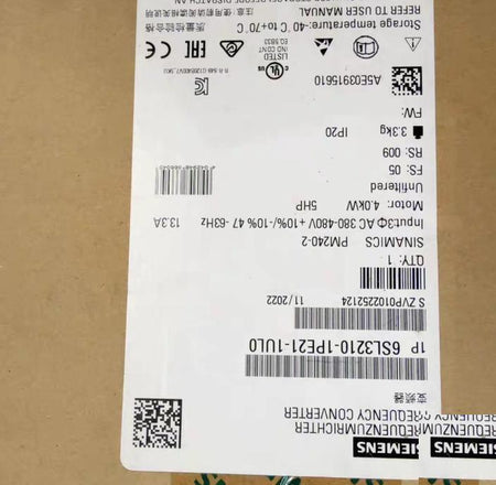 6SL3210-1PE21-1UL0 PM240-2 3 AC 380-480V 3 AC 0-550Hz 4 0kW 5HP IP20 3 3kg FS 05 RS 009