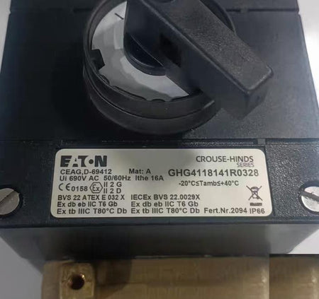 98 EATON CEAG D-69412 690V AC 50 60Hz 16A EATON CEAG D-69412 690V AC 50 60Hz 16A Ex db eb IIIC T6 Gb -20℃ 40℃