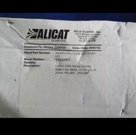 ALICAT CODA SW050-KSLO33-B-N-C13-DI4-LO 0-100g h RS-485 25COMP 1 1