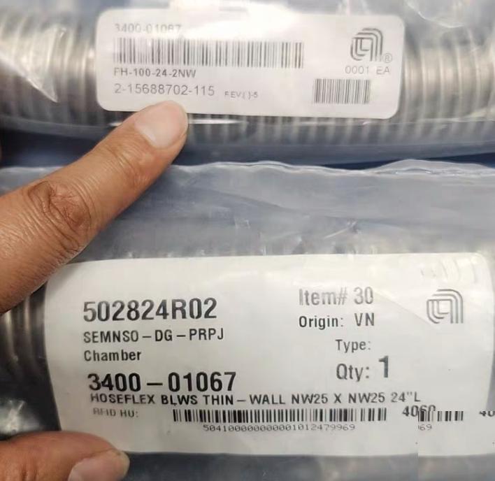 AMAT 3400-01067 Pfeiffer N-C ISO-KF Medium Wall Flexible Hose FH-100-24-2NWKF25 24 60MM 2 HOSEFLEX BLWS THIN-WALL NW25 X NW25 24inch LG SST
