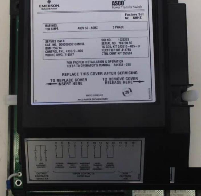 ASCO EMERSON P N 473670-006 60Hz 150A 480V