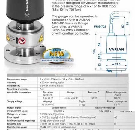 Agilent FRG702CF35 Active Full Range Pirani And Inverted Magnetron GaugeFRG-702 DN 40 2 75 ConFlat 8 10