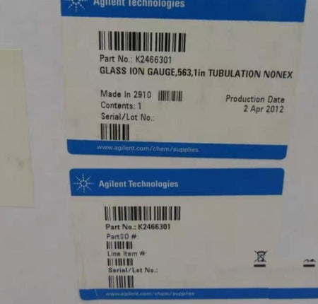 Agilent Varian K2466301 563 Glass Ion Hairpin Thoria-coated Iridium Gauge 1 inch NONEX Tube 8