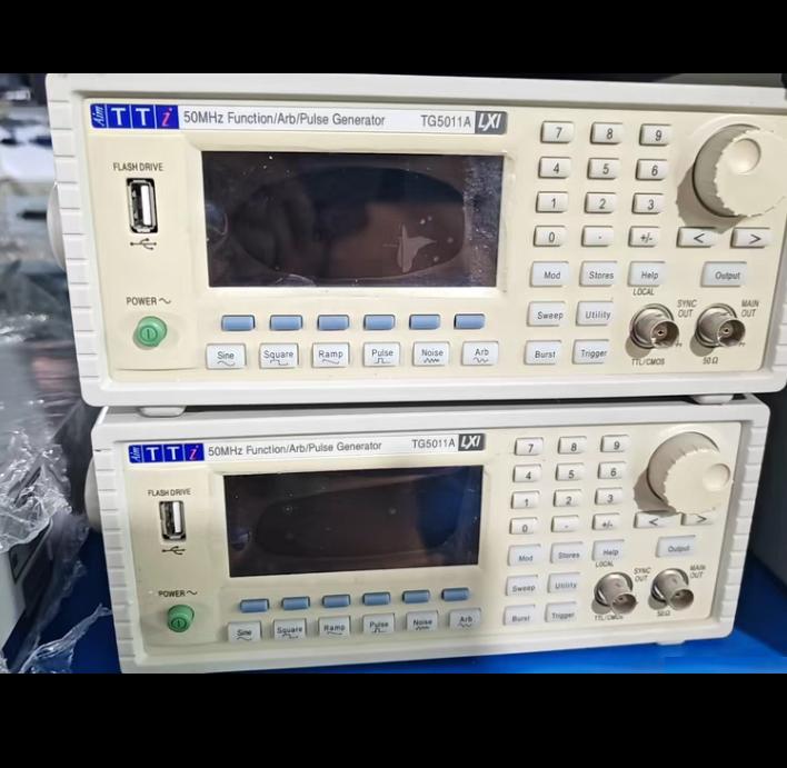 Aim-TTi TG5011A 50MHz dds prbs sin x x 0 001mhz 50MHz 14 1μHz μ v 20mV 20V Peak Peak 50ohms - 128K 125MS s USB LCD am fm pm pwm f bspk sum prbs windows plus USB LAN LXI