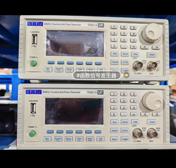 Aim-TTi TG5011A 50MHz dds prbs sin x x 0 001mhz 50MHz 14 1μHz μ v 20mV 20V Peak Peak 50ohms - 128K 125MS s USB LCD am fm pm pwm f bspk sum prbs windows plus USB LAN LXI