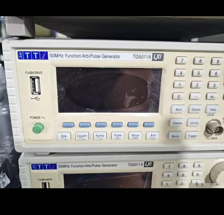 Aim-TTi TG5011A 50MHz dds prbs sin x x 0 001mhz 50MHz 14 1μHz μ v 20mV 20V Peak Peak 50ohms - 128K 125MS s USB LCD am fm pm pwm f bspk sum prbs windows plus USB LAN LXI