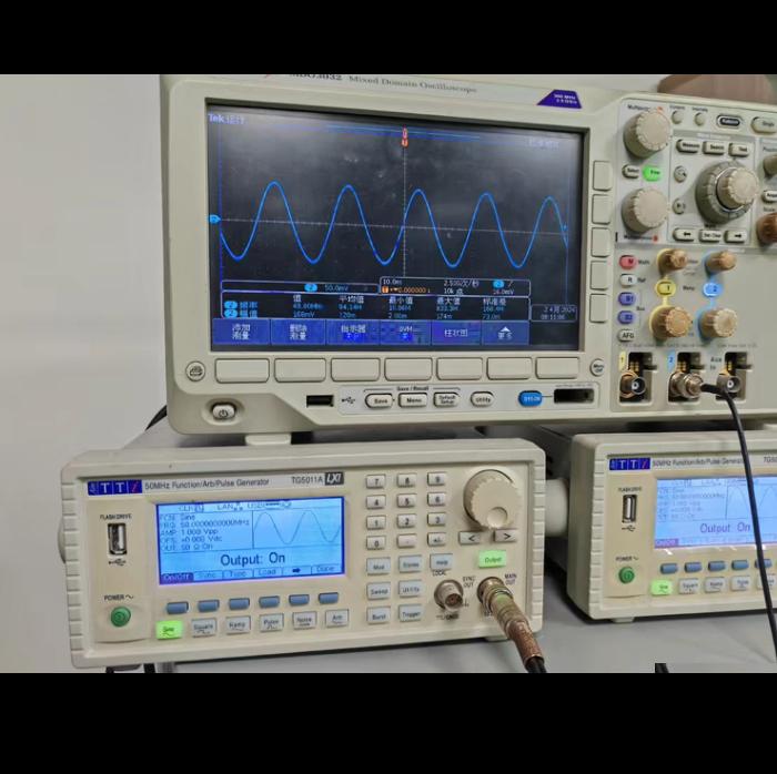 Aim-TTi TG5011A 50MHz dds prbs sin x x 0 001mhz 50MHz 14 1μHz μ v 20mV 20V Peak Peak 50ohms - 128K 125MS s USB LCD am fm pm pwm f bspk sum prbs windows plus USB LAN LXI