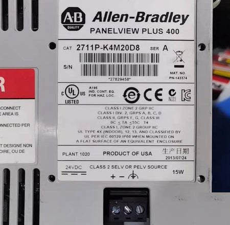 Allen-Bradley PanelView Plus 400 2711P-K6C20D2711P-B4C20A2711P-K4M3A2711P-RN32711P-K4M5A2711P-K4M20D8 24VDC 100-240V AC ★ 2711P-K4M20D8 24VDC 100-240V AC ★