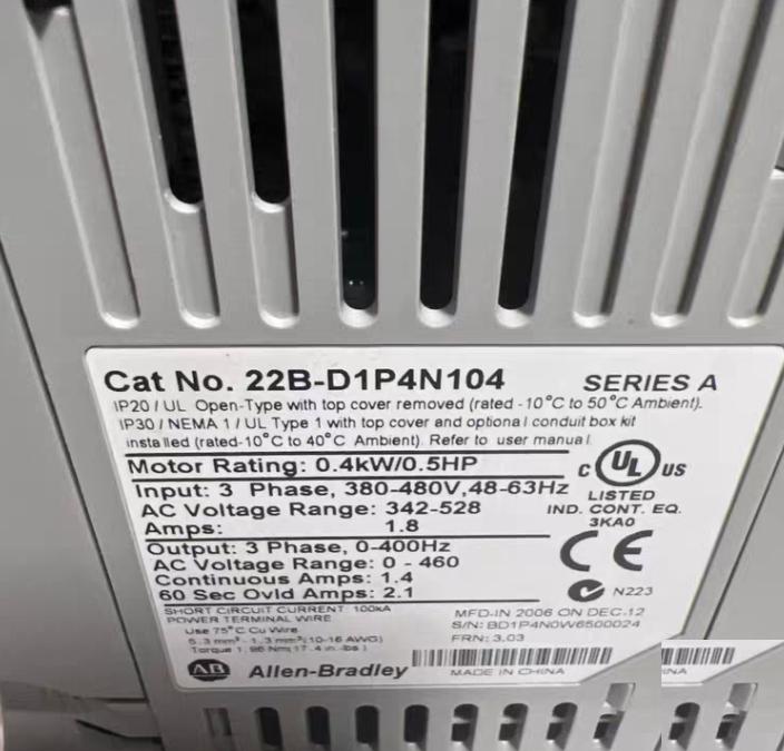 Allen Bradley Power Flex 40 22B-D1P4N104