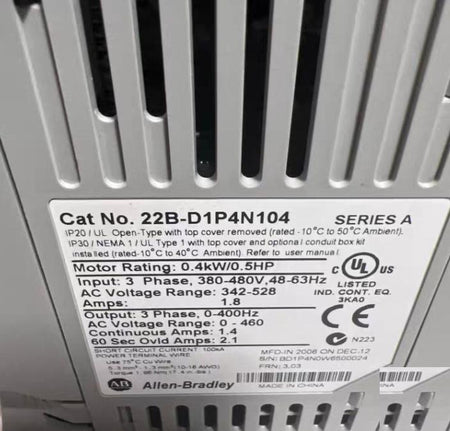 Allen Bradley Power Flex 40 22B-D1P4N104