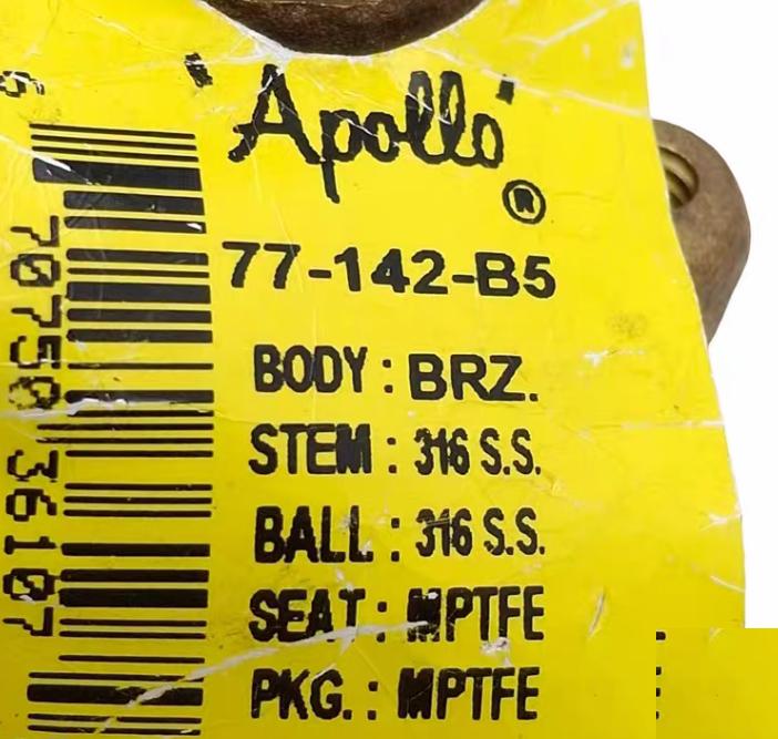 Apollo 77-142-B5 Manual Ball Valve 3 8in NPT Female 600psi Max 15Cv