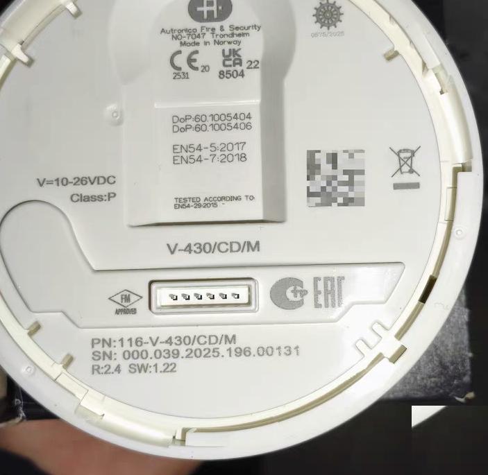 Autronica V-430 CD M 116-V-430 CD M 10-26VDC PP EN54-5 2017 EN54-7 2018