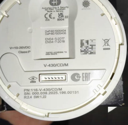 Autronica V-430 CD M 116-V-430 CD M 10-26VDC PP EN54-5 2017 EN54-7 2018