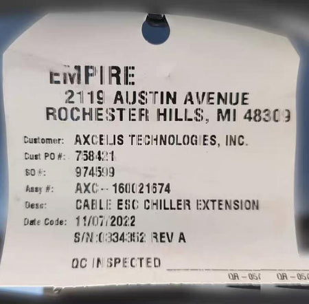 Axcelis 160021674 Cable ESC Chiller Extension HBL2321 HBL232312 AWG 3 31 MM2 40 FT 12 3