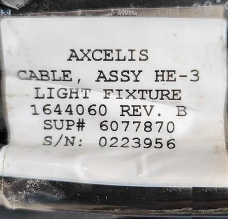 Axcelis 1644060 Axcelis Technologies 1644060 Cable Assembly He-3 Light Fixture Rev B 0 2 HBL4729C 15A 125VCarol 3 C 14 AWG 2 08mm2 30 FT 9