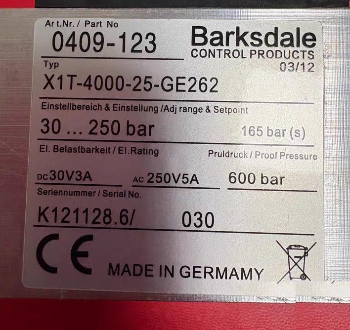 Barksdale X1T-4000-25-GE262 0409-123 30-250bar
