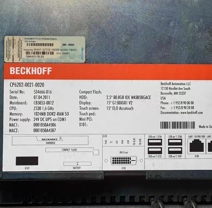 Beckhoff C6240-1042 CB1 BECKHOFF C9900-P215 C9900-P208 250W 500 CB1050-0004 CPU 200 CP6202-0021-0020 20