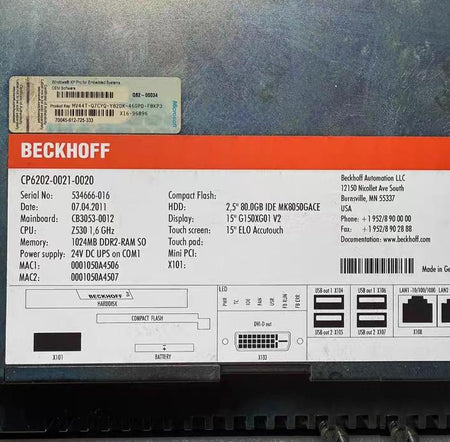 Beckhoff C6240-1042 CB1 BECKHOFF C9900-P215 C9900-P208 250W 500 CB1050-0004 CPU 200 CP6202-0021-0020 20