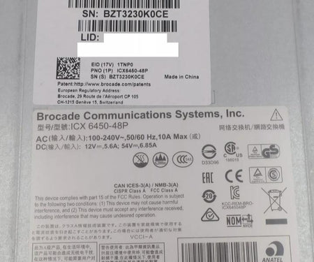 ICX6450-48P 48-Port 1GbE RJ45 2x10Gb