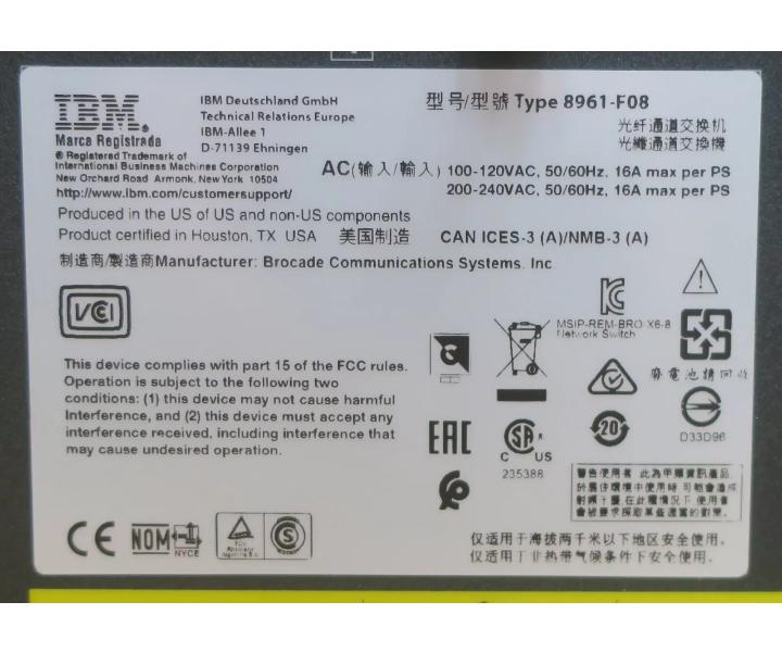 X6-8 SAN512B-6 8-Slot 8961-F08 FC32-48 Gen6 2xCPX6