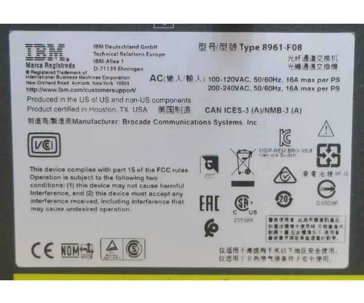 X6-8 SAN512B-6 8-Slot 8961-F08 FC32-48 Gen6 2xCPX6
