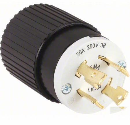 Bryant 71530NP 71530NC 4 1 5BRYANT Locking Plug L15-30P Black White 250V AC 30 A 3 Pole 4 Blade Hubbell HBL2721 HBL2723