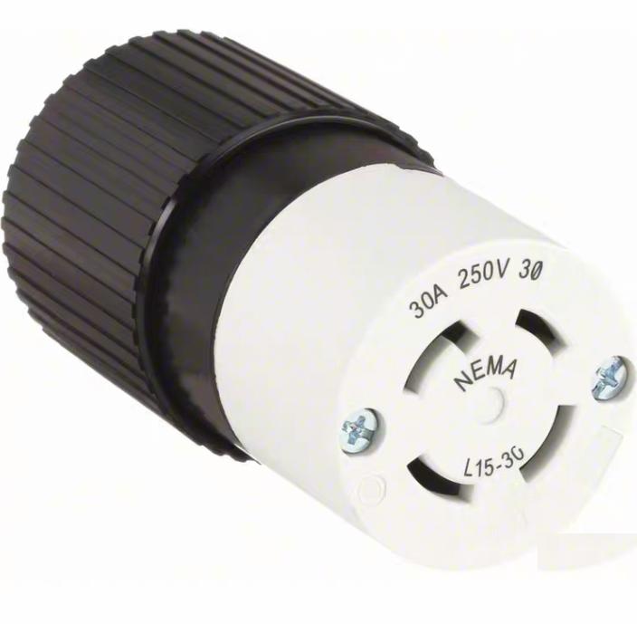 Bryant 71530NP 71530NC 4 1 5BRYANT Locking Plug L15-30P Black White 250V AC 30 A 3 Pole 4 Blade Hubbell HBL2721 HBL2723