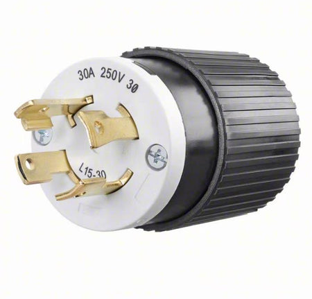 Bryant 71530NP 71530NC 4 1 5BRYANT Locking Plug L15-30P Black White 250V AC 30 A 3 Pole 4 Blade Hubbell HBL2721 HBL2723