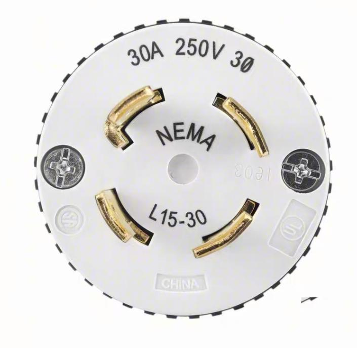 Bryant 71530NP 71530NC 4 1 5BRYANT Locking Plug L15-30P Black White 250V AC 30 A 3 Pole 4 Blade Hubbell HBL2721 HBL2723