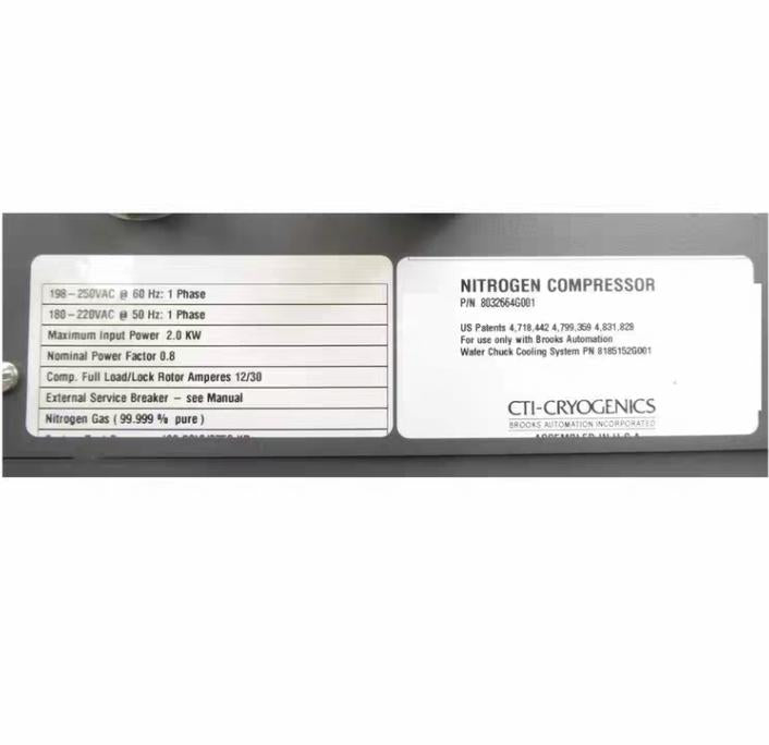 CTI-Cryogenics 8032664G001 Wafer Cooling Nitrogen Compressor 82008 12