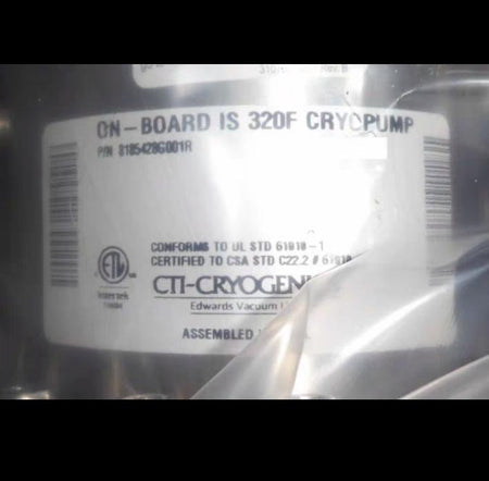 CTI-Cryogenics 8185428G001R On-Board IS 320F Cryopump 10 16